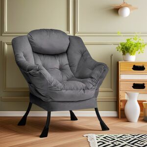 George Oliver Armchair Accent Chair Lazy Chair Dark Grey 95cm H X 80cm W X 64cm D George Oliver Armchair Accent Chair Lazy Chair Dark Grey 95cm H X 80cm W X 64cm D
