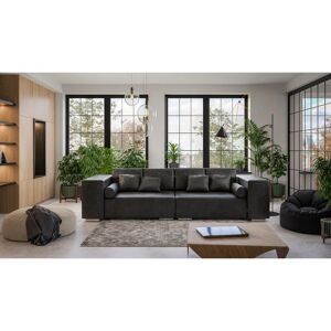 Mercury Gandhi 290Cm Faux Leather Square Arm Sofa Bed Anthracite 80cm H X 290cm W X 110cm D Mercury Gandhi 290Cm Faux Leather Square Arm Sofa Bed Anthracite 80cm H X 290cm W X 110cm D
