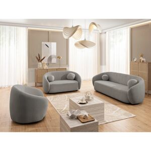 S-Style Furniture Roundi Bouclé Sofa Set 3+2+1 Luxury and Modern Collection Curved Sofas and Armchair Grey 3 S-Style Furniture Roundi Bouclé Sofa Set 3+2+1 Luxury and Modern Collection Curved Sofas and Armchair Grey 3