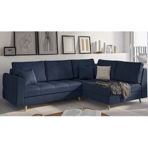 Hykkon Corner Sofa with Wooden Legs In Scandinavian Style Knutsford Dark blue 81cm H X 231cm W X 161cm D Hykkon Corner Sofa with Wooden Legs In Scandinavian Style Knutsford Dark blue 81cm H X 231cm W X 161cm D