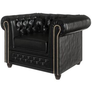 Marlow Home Co. Chesterfield Erra Armchair Made of Vegan Leather with Solid Wood Legs Black 72cm H X 94cm W X 86cm D Marlow Home Co. Chesterfield Erra Armchair Made of Vegan Leather with Solid Wood Legs Black 72cm H X 94cm W X 86cm D