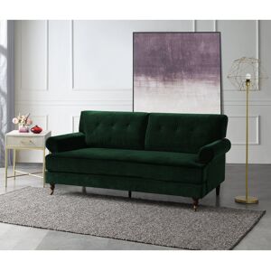Rosdorf Park Lenapah 3 Seater Velvet Rolled Arm Sofa Green 84cm H X 203cm W X 86cm D Rosdorf Park Lenapah 3 Seater Velvet Rolled Arm Sofa Green 84cm H X 203cm W X 86cm D