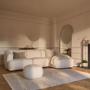 Brayden Studio Chaise Corner Sofa & Round Footstool Set - Chalk White Boucle White 77cm H X 124cm W X 96cm D Brayden Studio Chaise Corner Sofa & Round Footstool Set - Chalk White Boucle White 77cm H X 124cm W X 96cm D