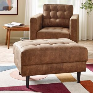 17 Stories Jodi Faux Leather Footstall Ottoman - Upholstered Modern Retro Fabric Stylish & Contemporary Tan 47cm H X 86cm W X 70cm D 17 Stories Jodi Faux Leather Footstall Ottoman - Upholstered Modern Retro Fabric Stylish & Contemporary Tan 47cm H X 86cm W X 70cm D