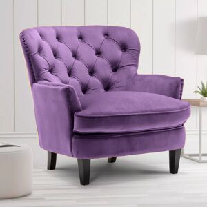 Etta Avenue Higgenbotham Velvet Wingback Accent Chair with Button-Tufted Back and Nailhead Trim Purple 86cm H X 88cm W X 91cm D Etta Avenue Higgenbotham Velvet Wingback Accent Chair with Button-Tufted Back and Nailhead Trim Purple 86cm H X 88cm W X 91cm D