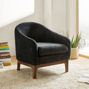 Lark Manor Joseph Modern Boucle Armchair Chair with Barrel Back Black 77.47cm H X 73.66cm W X 76.2cm D Lark Manor Joseph Modern Boucle Armchair Chair with Barrel Back Black 77.47cm H X 73.66cm W X 76.2cm D