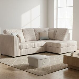 17 Stories Jumbo Cord Right Hand Upholstered Corner Sectional High Back Cushion with Foot Stool Cream 90cm H X 212cm W X 167cm D 17 Stories Jumbo Cord Right Hand Upholstered Corner Sectional High Back Cushion with Foot Stool Cream 90cm H X 212cm W X 167cm D