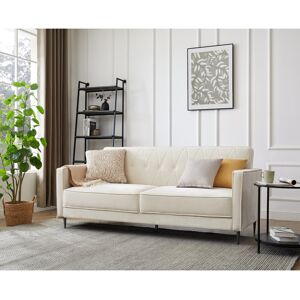 Etta Avenue Aticus 3 Seater Velvet Sofa Bed White 85cm H X 195cm W X 86cm D Etta Avenue Aticus 3 Seater Velvet Sofa Bed White 85cm H X 195cm W X 86cm D
