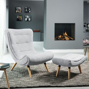 Norden Home Sasha 82cm Wide Tufted Polyester Lounge Chair and Ottoman Grey 102cm H X 82cm W X 75cm D Norden Home Sasha 82cm Wide Tufted Polyester Lounge Chair and Ottoman Grey 102cm H X 82cm W X 75cm D