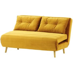 Hykkon Donald 2 Seater Fold Out Sofa Bed Like Oak/Mustard Yellow 78cm H X 142cm W X 90cm D Hykkon Donald 2 Seater Fold Out Sofa Bed Like Oak/Mustard Yellow 78cm H X 142cm W X 90cm D