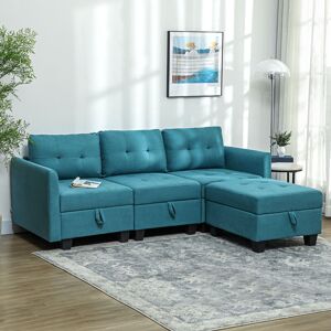 17 Stories Rececca 3 Seater Sofa & Chaise Light Blue 88cm H X 213cm W X 158cm D 17 Stories Rececca 3 Seater Sofa & Chaise Light Blue 88cm H X 213cm W X 158cm D