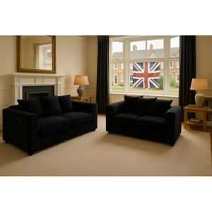 Canora Grey Two Piece 3 and 2 Seater Jumbo Cord Fabric Sofa Set Black Canora Grey Two Piece 3 and 2 Seater Jumbo Cord Fabric Sofa Set Black