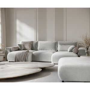 Ebern Designs Six-seater panoramic sofa Light Grey Velvet 79cm H X 325cm W X 144cm D Ebern Designs Six-seater panoramic sofa Light Grey Velvet 79cm H X 325cm W X 144cm D