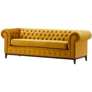 Marlow Home Co. Fritch 3 Seater Chesterfield Sofa Mustard/Walnut 78cm H x 244cm W x 92cm D Marlow Home Co. Fritch 3 Seater Chesterfield Sofa Mustard/Walnut 78cm H x 244cm W x 92cm D