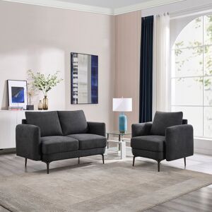 Metro Delbreco 1+2 Seater Fabric Sofa Set Charcoal Metro Delbreco 1+2 Seater Fabric Sofa Set Charcoal