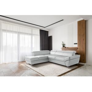 Ivy Bronx CAPRI Genuine Leather Corner Sofa with Pull-Out Bed and Storage and Adjustable Headrests Light Grey 93cm H X 256cm W X 210cm D Ivy Bronx CAPRI Genuine Leather Corner Sofa with Pull-Out Bed and Storage and Adjustable Headrests Light Grey 93cm H X 256cm W X 210cm D