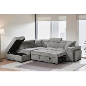 Brayden Studio Corner Sofabed with Storage and Ottomans Grey Chenille 95cm H X 264cm W X 165cm D Brayden Studio Corner Sofabed with Storage and Ottomans Grey Chenille 95cm H X 264cm W X 165cm D