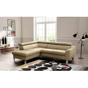 Latitude Run Aribel Faux Leather Corner Sectional with Sleeping Function and Storage Box with Adjustable Headrests Beige 91cm H X 245cm W X 208cm D Latitude Run Aribel Faux Leather Corner Sectional with Sleeping Function and Storage Box with Adjustable Headrests Beige 91cm H X 245cm W X 208cm D