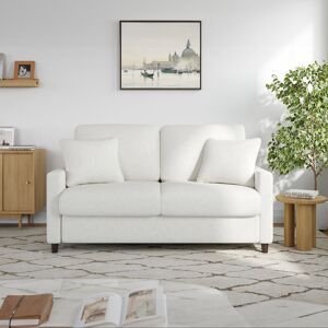 Lark Manor Balaton Vegan 2 Seater Upholstery Sofa with Pillows Beige/Teddy 88cm H X 140cm W X 77cm D Lark Manor Balaton Vegan 2 Seater Upholstery Sofa with Pillows Beige/Teddy 88cm H X 140cm W X 77cm D