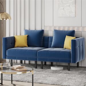 Fairmont Park 2-Seater Sofa Bed Adrial In Velvet Blue 72cm H X 171cm W X 80cm D Fairmont Park 2-Seater Sofa Bed Adrial In Velvet Blue 72cm H X 171cm W X 80cm D