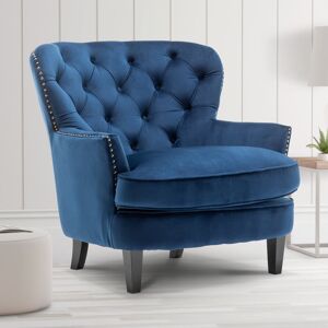 Etta Avenue Higgenbotham Velvet Wingback Accent Chair with Button-Tufted Back and Nailhead Trim Blue 86cm H X 88cm W X 91cm D Etta Avenue Higgenbotham Velvet Wingback Accent Chair with Button-Tufted Back and Nailhead Trim Blue 86cm H X 88cm W X 91cm D