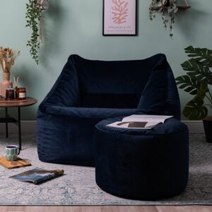 Isabelle & Max Icon Natalia Velvet Bean Bag Armchair & Pouffe Midnight Blue Large; Medium Isabelle & Max Icon Natalia Velvet Bean Bag Armchair & Pouffe Midnight Blue Large; Medium