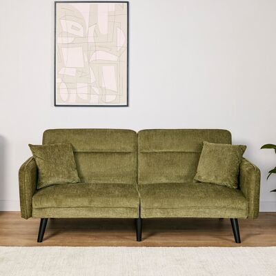 Mercury Shiflet 2 Seater Clic Clac Sofa Bed Green Chenille 84cm H X 191cm W X 83cm D Mercury Shiflet 2 Seater Clic Clac Sofa Bed Green Chenille 84cm H X 191cm W X 83cm D