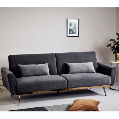 Mercury Shiflet 3 Seater Clic Clac Sofa Bed Platinum Grey Velvet 85cm H X 213cm W X 83cm D Mercury Shiflet 3 Seater Clic Clac Sofa Bed Platinum Grey Velvet 85cm H X 213cm W X 83cm D