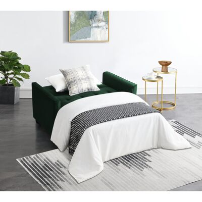 Etta Avenue Thierry 2-Seater Clic Clac Sofa Bed Hunter Green Velvet 88cm H X 130cm W X 86cm D Etta Avenue Thierry 2-Seater Clic Clac Sofa Bed Hunter Green Velvet 88cm H X 130cm W X 86cm D
