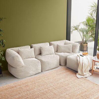 Isabelle & Max icon Noa Modular Bean Bag Sofa, 4 Piece, Jumbo Cord, Sage Green Cream Isabelle & Max icon Noa Modular Bean Bag Sofa, 4 Piece, Jumbo Cord, Sage Green Cream
