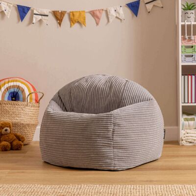 Happy Larry icon Kids Kingston Cord Classic Bean Bag and Mini Square Footstool, Terracotta Grey Happy Larry icon Kids Kingston Cord Classic Bean Bag and Mini Square Footstool, Terracotta Grey