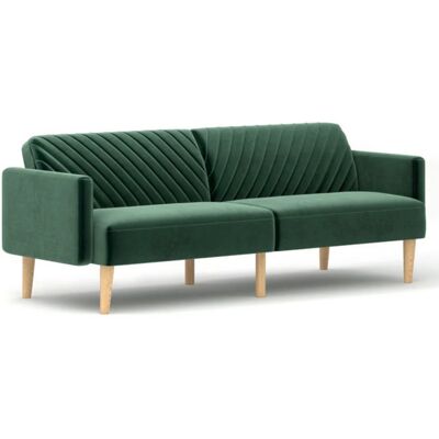 Norden Home Horka Sofa Bed Green Velvet 80cm H X 200cm W X 55.5cm D Norden Home Horka Sofa Bed Green Velvet 80cm H X 200cm W X 55.5cm D