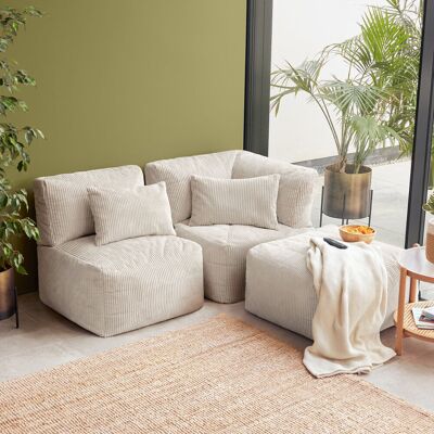 Isabelle & Max icon Noa Modular Bean Bag Sofa, 3 Piece, Jumbo Cord, Stone Cream Isabelle & Max icon Noa Modular Bean Bag Sofa, 3 Piece, Jumbo Cord, Stone Cream