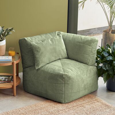 Isabelle & Max icon Noa Modular Bean Bag Corner Chair, Jumbo Cord, Stone Sage Green Isabelle & Max icon Noa Modular Bean Bag Corner Chair, Jumbo Cord, Stone Sage Green
