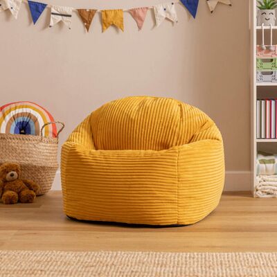 Happy Larry icon Kids Kingston Cord Classic Bean Bag and Mini Square Footstool, Terracotta Yellow Happy Larry icon Kids Kingston Cord Classic Bean Bag and Mini Square Footstool, Terracotta Yellow