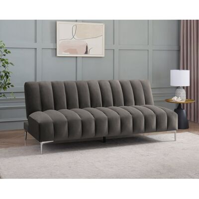Metro Camille 3 Seater Sofa Bed in Velvety Fabric Mink Grey Velvet 80cm H X 170cm W X 96cm D Metro Camille 3 Seater Sofa Bed in Velvety Fabric Mink Grey Velvet 80cm H X 170cm W X 96cm D