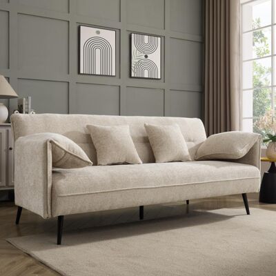 George Oliver Frederick Blue Chenille Fabric Sofa Bed Beige 85cm H X 197cm W X 91cm D George Oliver Frederick Blue Chenille Fabric Sofa Bed Beige 85cm H X 197cm W X 91cm D