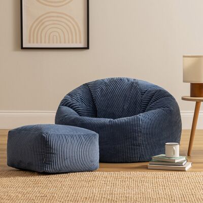 icon Kingston Cord Adults Bean Bag Chair and Pouffe, Ready Filled Beanbag and Footstool Navy Blue Blue Medium icon Kingston Cord Adults Bean Bag Chair and Pouffe, Ready Filled Beanbag and Footstool Navy Blue Blue Medium