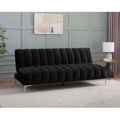Metro Camille 3 Seater Sofa Bed in Velvety Fabric Black Velvet 80cm H X 170cm W X 96cm D Metro Camille 3 Seater Sofa Bed in Velvety Fabric Black Velvet 80cm H X 170cm W X 96cm D