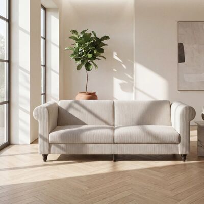 ClassicLiving 3 Seater Sofabed in Corduroy Cream 83cm H X 236cm W X 87cm D ClassicLiving 3 Seater Sofabed in Corduroy Cream 83cm H X 236cm W X 87cm D