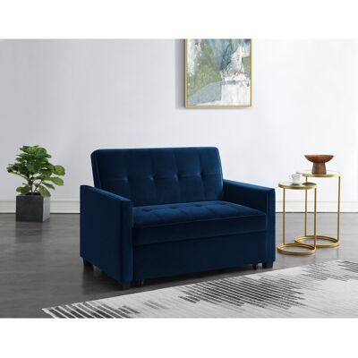 Etta Avenue Thierry 2-Seater Clic Clac Sofa Bed Midnight Blue Velvet 88cm H X 130cm W X 86cm D Etta Avenue Thierry 2-Seater Clic Clac Sofa Bed Midnight Blue Velvet 88cm H X 130cm W X 86cm D