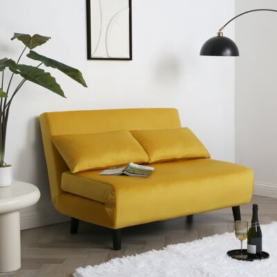 Fairmont Park Double Sofa Bed - Fold Out Bed Chair Yellow/Velvet 80cm H X 121cm W X 90cm D Fairmont Park Double Sofa Bed - Fold Out Bed Chair Yellow/Velvet 80cm H X 121cm W X 90cm D