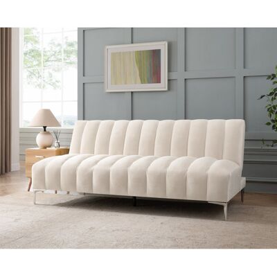 Metro Camille 3 Seater Sofa Bed in Velvety Fabric Ivory Velvet 80cm H X 170cm W X 96cm D Metro Camille 3 Seater Sofa Bed in Velvety Fabric Ivory Velvet 80cm H X 170cm W X 96cm D
