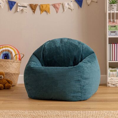 Happy Larry icon Kids Kingston Cord Classic Bean Bag and Mini Square Footstool, Terracotta Teal Happy Larry icon Kids Kingston Cord Classic Bean Bag and Mini Square Footstool, Terracotta Teal