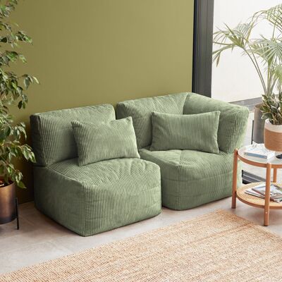 Isabelle & Max icon Noa Modular Bean Bag Sofa, 2 Piece, Jumbo Cord, Stone Sage Green Isabelle & Max icon Noa Modular Bean Bag Sofa, 2 Piece, Jumbo Cord, Stone Sage Green