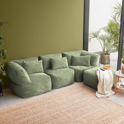 Isabelle & Max icon Noa Modular Bean Bag Sofa, 4 Piece, Jumbo Cord, Sage Green Sage Green Isabelle & Max icon Noa Modular Bean Bag Sofa, 4 Piece, Jumbo Cord, Sage Green Sage Green