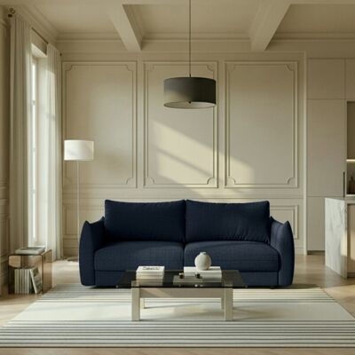 Notio Bronte 3-Seater Sofa Bed Natural Fabric Blue 88cm H X 224cm W X 102cm D Notio Bronte 3-Seater Sofa Bed Natural Fabric Blue 88cm H X 224cm W X 102cm D