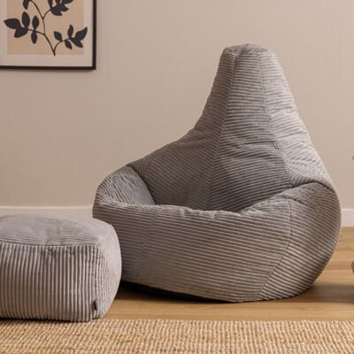 icon Dalton Corduroy XL Recliner Bean Bag and Footstool, Light Grey Grey Large icon Dalton Corduroy XL Recliner Bean Bag and Footstool, Light Grey Grey Large