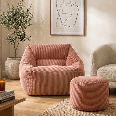 icon Natalia Large Beanbag and Round Footstool Corduroy Navy Blue Dusk Pink Large icon Natalia Large Beanbag and Round Footstool Corduroy Navy Blue Dusk Pink Large