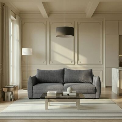 Notio Bronte 3-Seater Sofa Bed Natural Fabric Grey 88cm H X 224cm W X 102cm D Notio Bronte 3-Seater Sofa Bed Natural Fabric Grey 88cm H X 224cm W X 102cm D